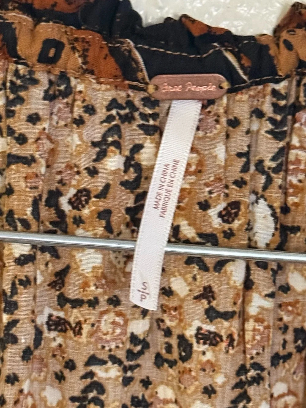 Free People Rust Floral brown Bohemian Happy Feelings Maxi Dress size small